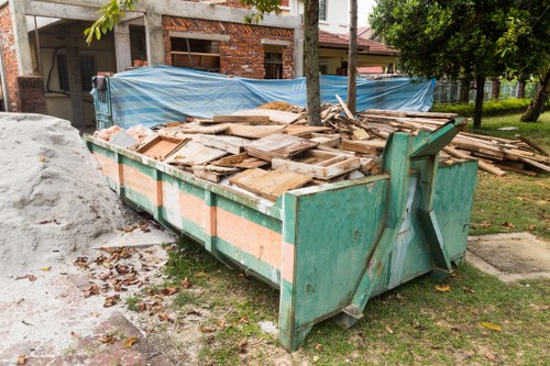 Construction site with organized waste clearance